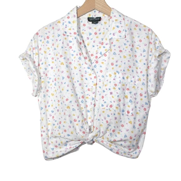 Vintage Tops - Vintage Cabin Creek womens button up shirt size S white ditsy floral cottagecore